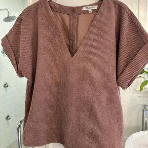 Madewell corduroy V-neck button back top